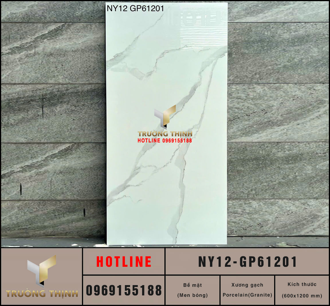 Gạch Ốp Lát Trắng Khói Vân Đá 600x1200 Viglacera NY12-GP61201 Giá Tốt