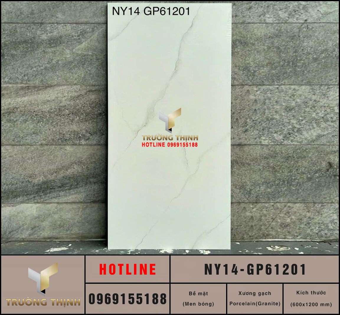 Gạch ốp lát trắng khói vân mây 600x1200 Viglacera NY14-GP61201: Đẳng cấp và Tinh tế
