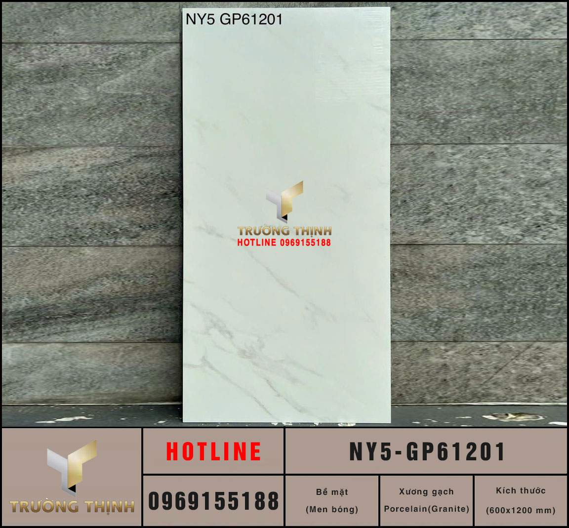 Gạch ốp trắng khói vân mây 600x1200 Viglacera NY5-GP61201: Đẳng cấp không gian hiện đại