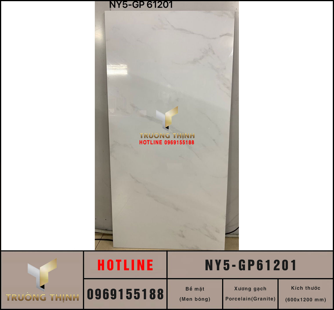 Gạch ốp trắng khói vân mây 600x1200 Viglacera NY5-GP61201: Đẳng cấp không gian hiện đại
