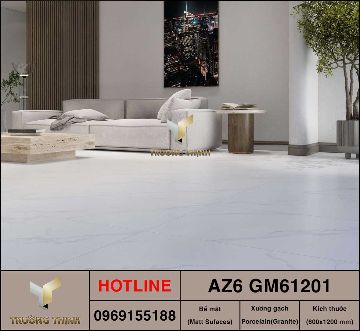 Gạch ốp lát Viglacera AZ6-GM61201 trắng men Matt 600x1200 - Báo giá mới nhất