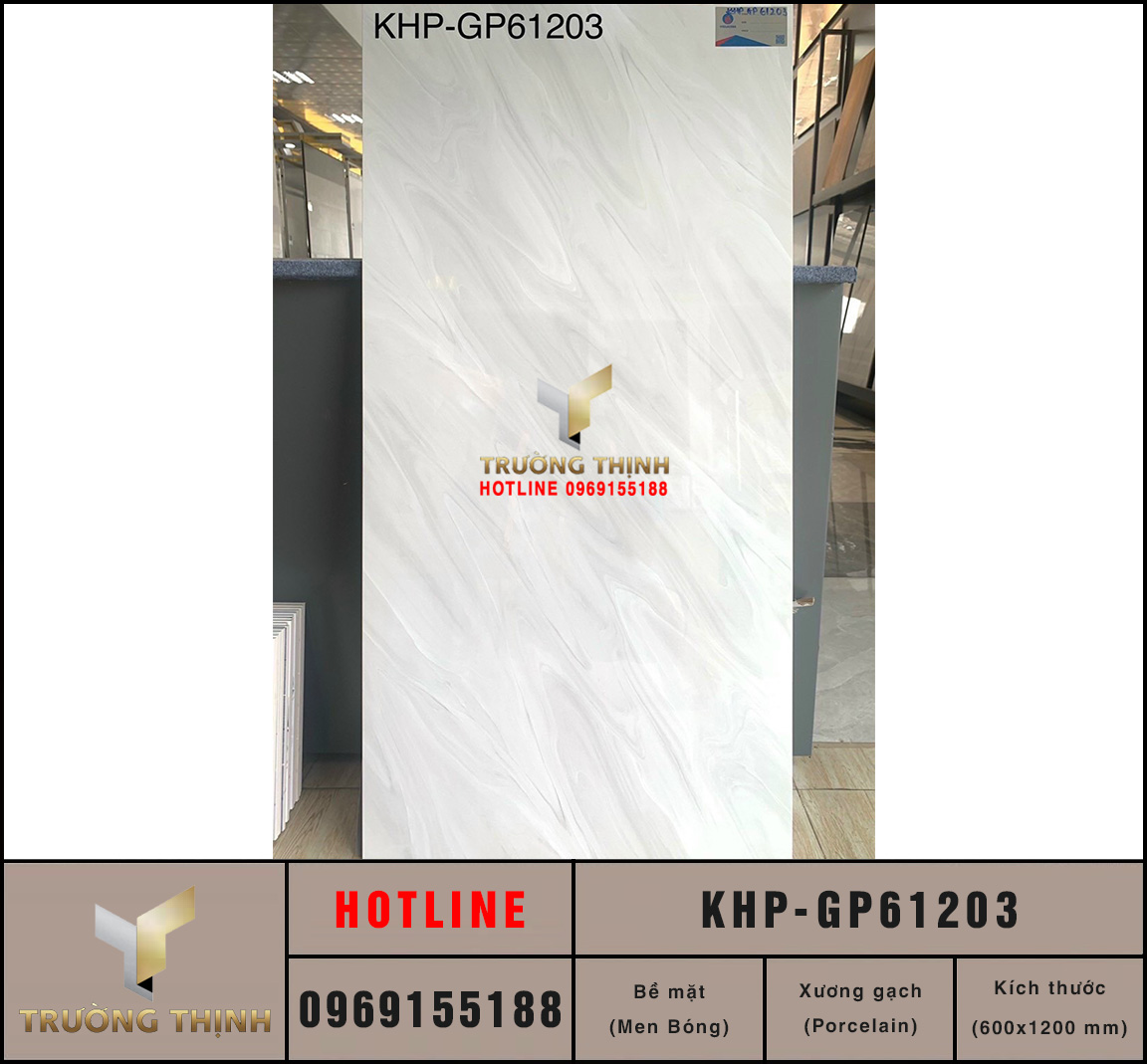 Gạch ốp lát vân đá 600x1200 Viglacera KHP-GP61203 màu ghi sáng