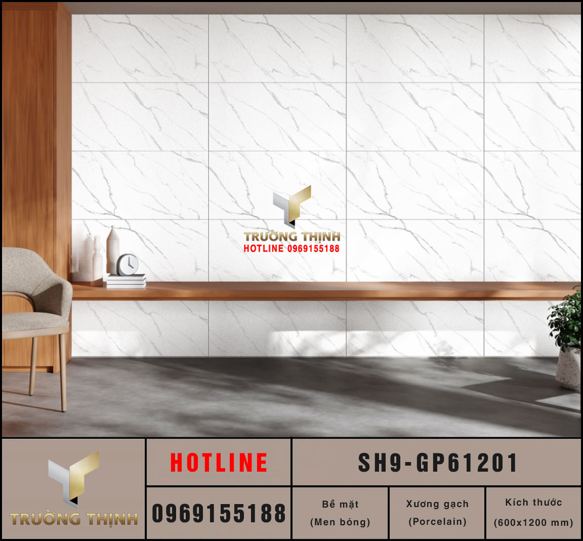 Gạch ốp lát vân đá 600x1200 Viglacera Sông Hồng SH9-GP61201 giá rẻ