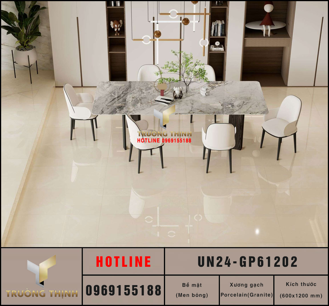 Gạch Viglacera UN24-GP61202 600x1200 Vân Đá Armani Crema Sang Trọng