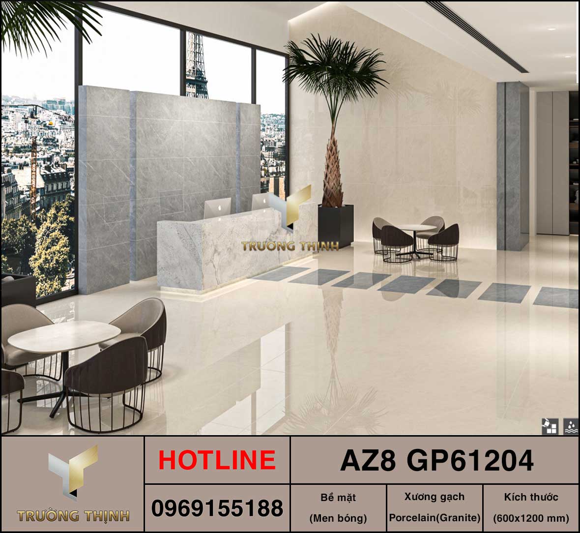 Gạch ốp lát vân đá màu be 600x1200 Viglacera AZ8-GP61204 - Sự lựa chọn hoàn hảo cho không gian sang trọng