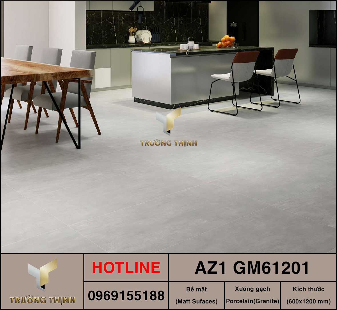 Gạch ốp lát vân xi măng 600x1200 Viglacera AZ1-GM61201 giá rẻ