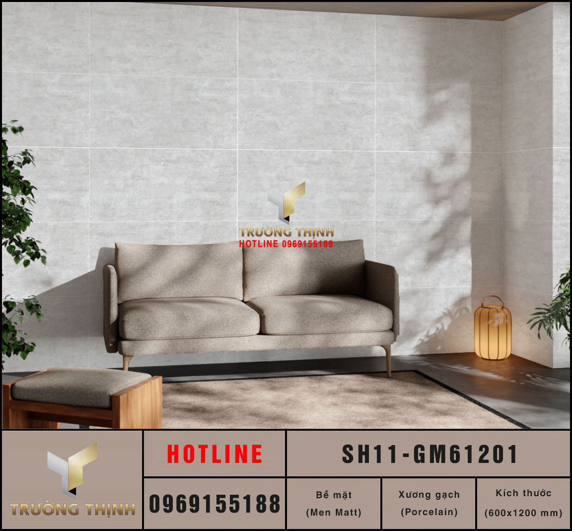 Gạch ốp lát vân xi măng 600x1200 Viglacera Sông Hồng SH11-GM61201 giá rẻ