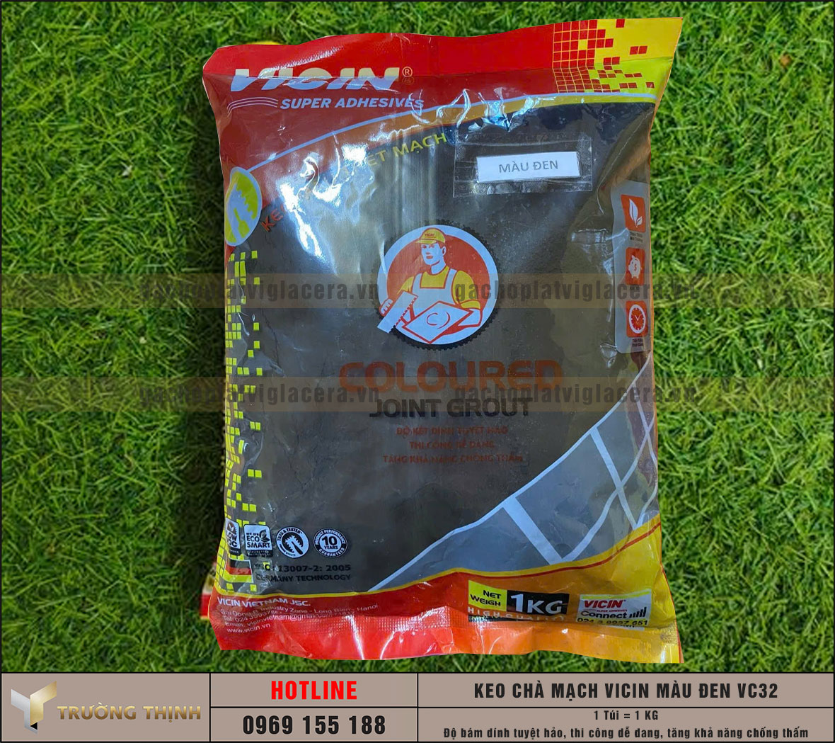 Keo chà mạch cao cấp Vicin màu đen VC32 – Chống thấm, chống nấm mốc tuyệt đối