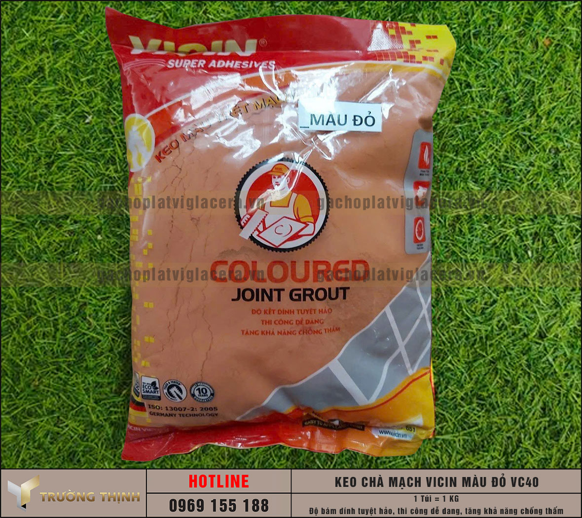 Keo chà mạch cao cấp Vicin màu đỏ VC40 – Chống thấm, bền màu, thẩm mỹ cao