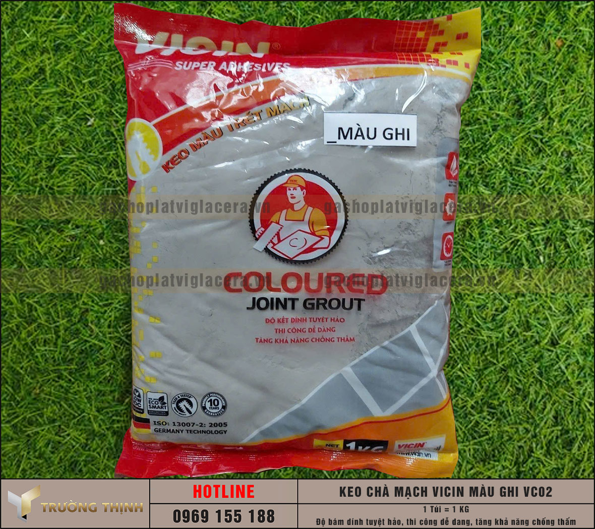 Keo chà mạch cao cấp Vicin màu ghi VC02
