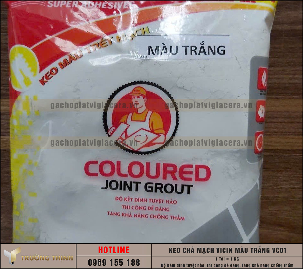 Keo chà mạch cao cấp Vicin màu trắng VC01 – Giải pháp hoàn hảo cho vẻ đẹp bền vững của công trình