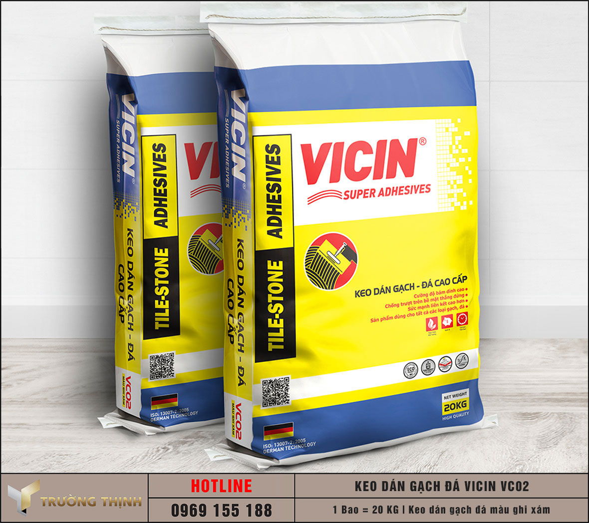 Keo dán gạch đá VICIN – VC02 | Chuyên dụng hồ bơi & gạch khổ lớn 1.2m